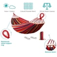 thumbnail image 4 of Double Hammock 2 People Canvas Cotton Hammock with Carrying Bag Travel, Rainbow Stripes,With Wooden Stick, 4 of 4