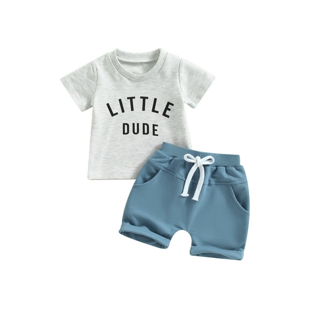 xiaxaixu Ensemble Pantalon Enfant, Garçon Manches Courtes Col Rond Lettres Hauts + Pantalon Court Décontracté à Cordon de Serrage