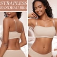 thumbnail image 2 of Strapless Bra for Women Non-Slip Silicone Seamless Wireless Bandeau Tube Top Bra pads Push Up Bra,Clear Bra Straps Included, 2 of 6