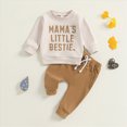thumbnail image 2 of HCNTES Baby Boy Winter Clothes Toddler Baby Boy Sweatshirt Outfit MAMA'S LITTLE BESTIE Long Sleeve Shirt Jogger Pants Fall Outfits Winter Baby Boy Clothes Sets, 2 of 7