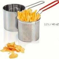 Stainless Steel Deep Fryer, 1.5L Electric Oil Fryer Pot with Filter Net, Adjustable Thermostat Control, Mini Small Size for Home Kitchen Use, Perfect for French Fries, Chicken Wings, Donuts