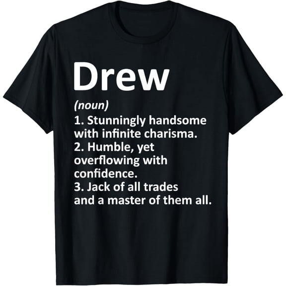 DREW Definition Personalized Name Funny Birthday Gift Idea T-ShirtMen and women, Black T-shirt, size: Extra large