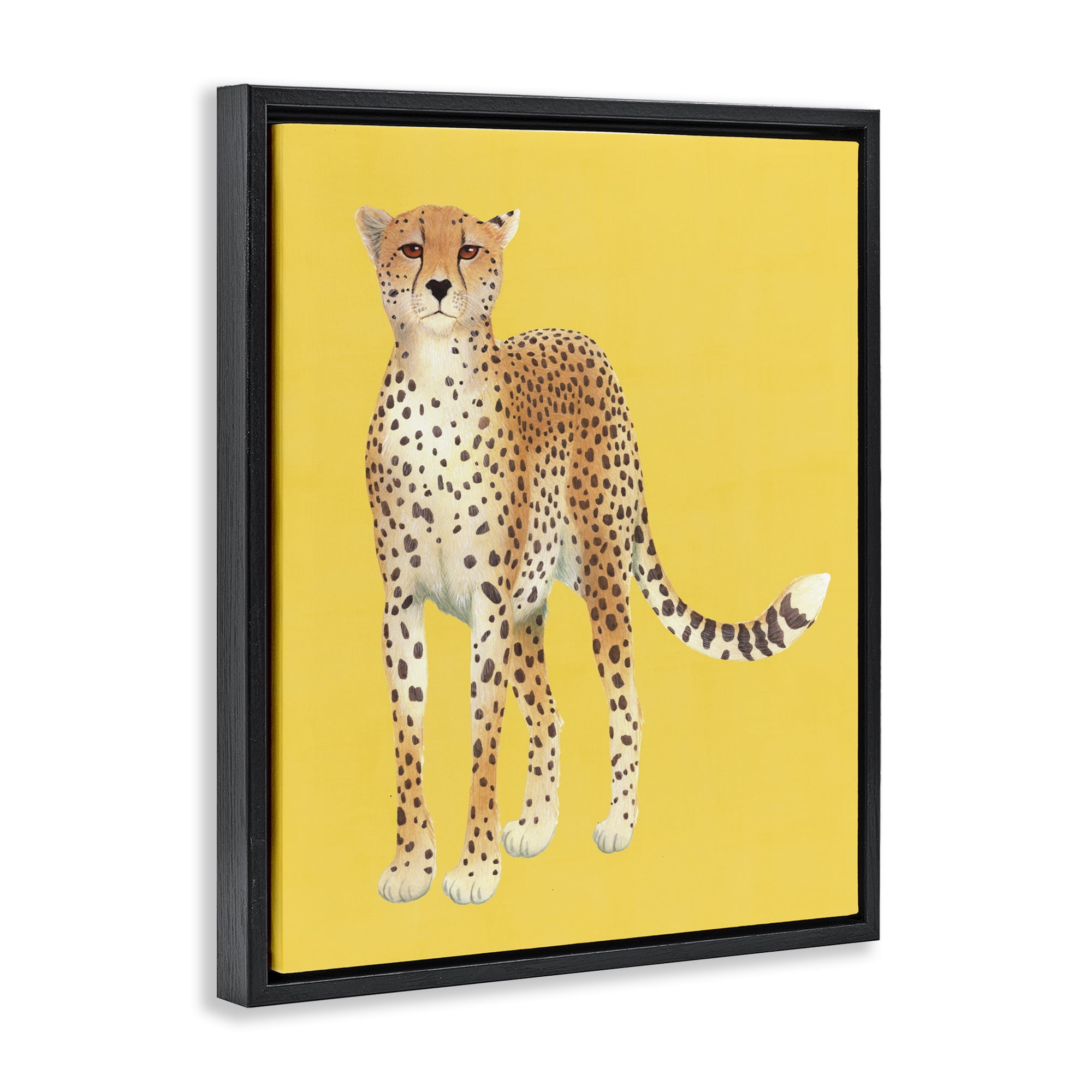 Stupell Industries Exotic Cheetah over Yellow Black Framed Floater Canvas Wall Art, design by Karolina Sato