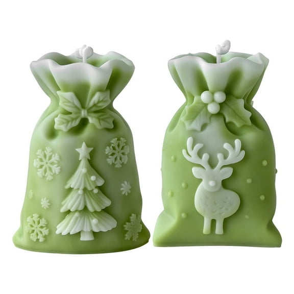 JDH silicone Christmas Present Bag Candle Molds, Silicone Bag Shaped Epoxy Resin Mould, DIY Xmas Art Aromatherapy Soap Craft Presents Home Decor (2pcs)
