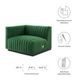 thumbnail image 6 of Modular Sofa Chair, Black Green, Velvet, French Living Lounge Cafe Lobby Hospitality Restaurant, Modern Contemporary Boutique HB33726, 6 of 6
