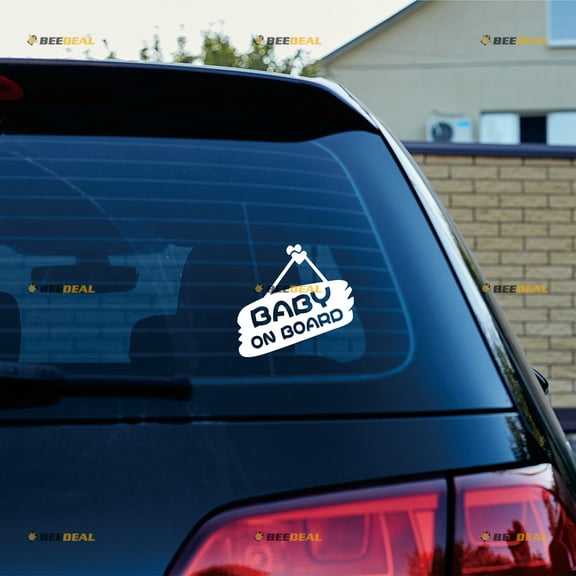 Baby On Board Notice Board Sticker Decal Vinyl - 2 Pack White 6" - For Car Truck Van Bumper No Background Die-cut