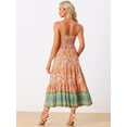 thumbnail image 3 of Unique Bargains Women's Spaghetti Strap A-Line Smocked Maxi Boho Floral Dress S Orange, 3 of 6
