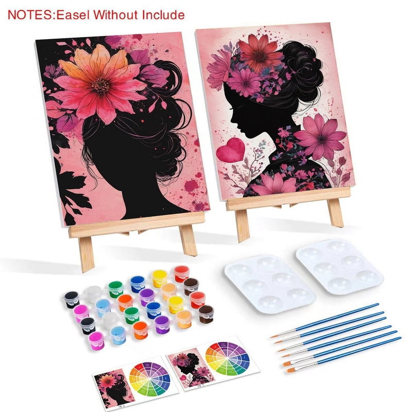 Paint and Sip Kit for Adults with Stand, 8x10 Inch Pre Drawn Stretched Canvas for Painting Your Partner Date Night Valentines Day