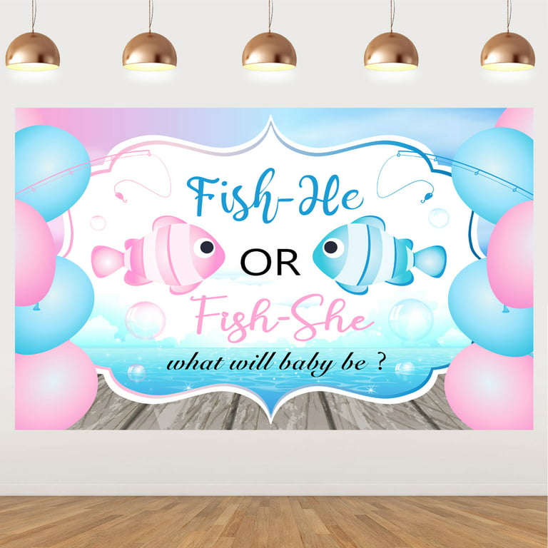 Gender Reveal Decorations,Gender Reveal Party Supplies,He or She Reveal  Backdrop Sign Baby Shower Party Supplies