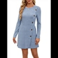 thumbnail image 1 of Vestido de Larga para Mujer, Estilo Túnica, Suéter, con Bolsillos y Botones Laterales. Azul XXL, 1 of 10