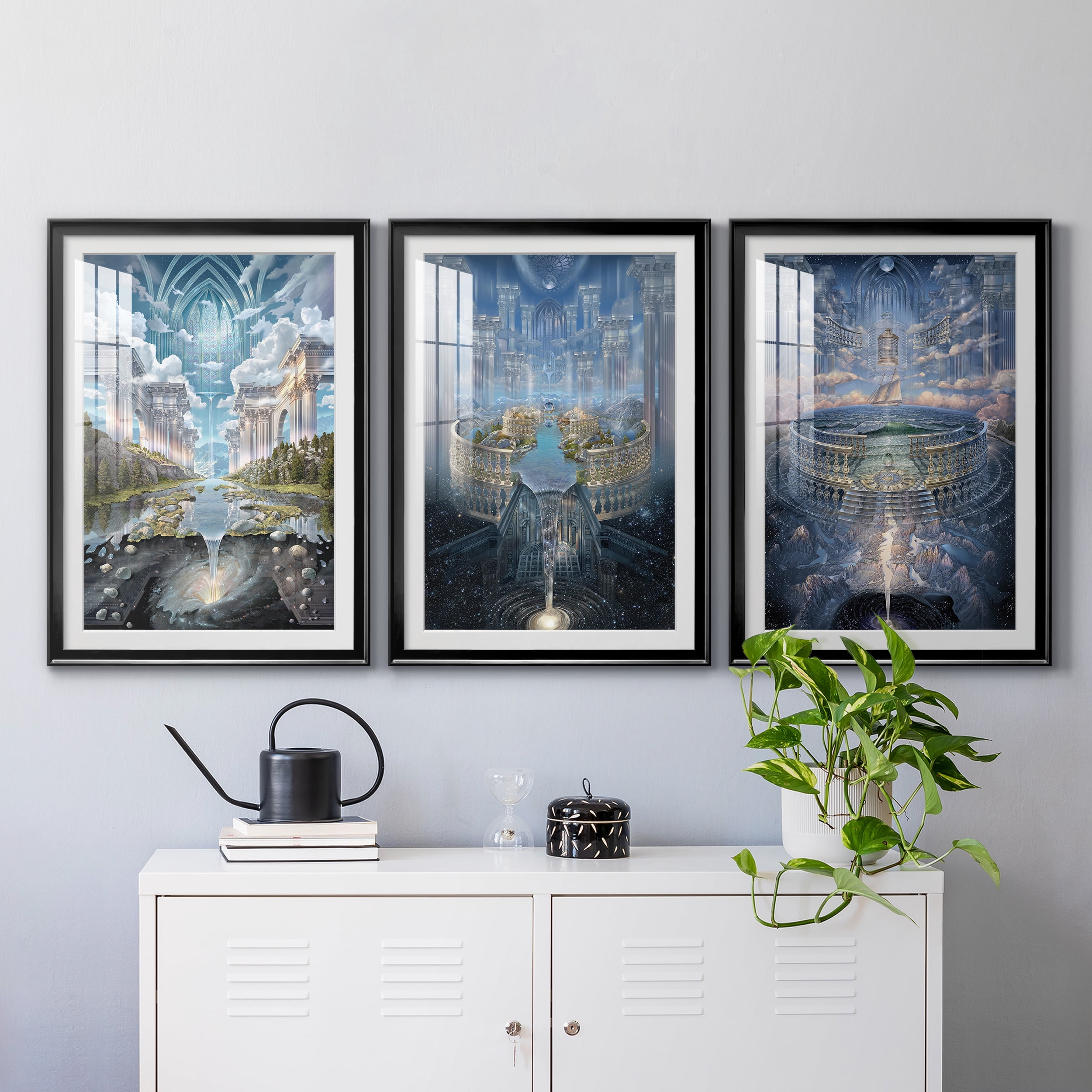 Genesis II Premium Framed Prints Set of 3 - Ready to Hang - 26.5 x 36.5 Each - Black Frame