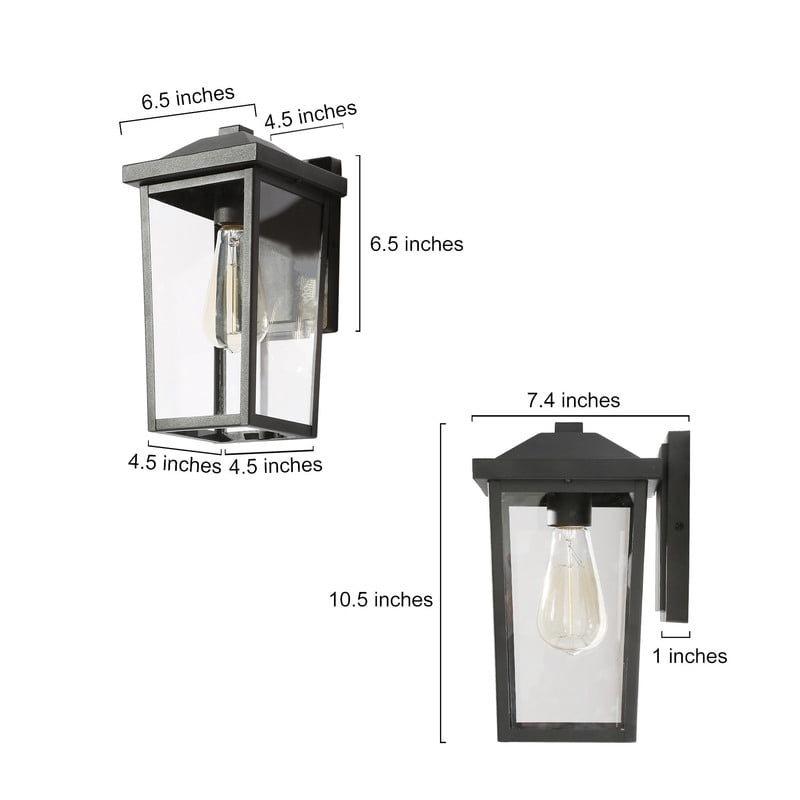 LNC 12-in Sandy Black Clear Glass Square Cage Outdoor Wall Light