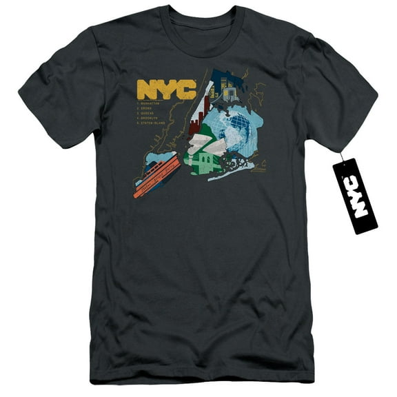 New York City Five Boroughs Adult 30/1 T-Shirt Charcoal