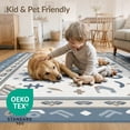 thumbnail image 4 of ODIKA 8'x10' Ivory Blue Geometric Design Washable Area Rug Intricate Patterns with Ocean Motifs Non-Shedding, Easy Care, for King Size Bedroom Under Bed, Master Suite, 4 of 7
