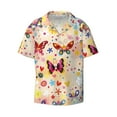 thumbnail image 5 of PAYOHTO Colorful Butterflies Girls Mens Hawaiian Casual Short-sleeved Shirt Tropical Summer Beach Button Down Shirts, 5 of 7