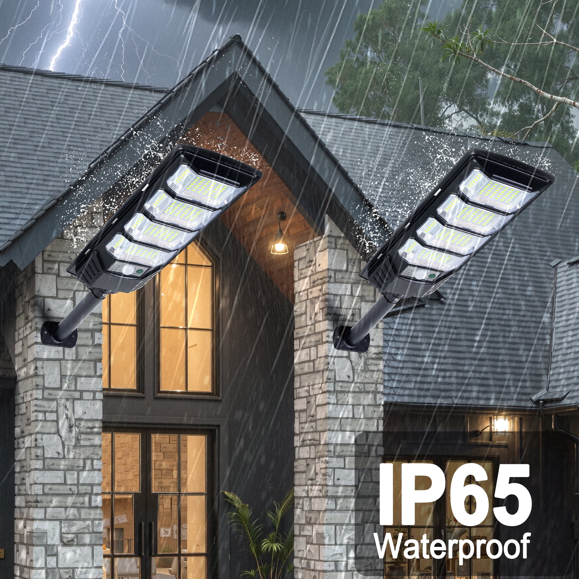 OTROAD Solar Street Lights Outdoor Waterproof with Motion Sensor, Flood Security Light with Remote Control Dusk to Dawn Commercial Lighting for Yard Path
