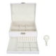 thumbnail image 1 of Caja de almacenamiento de joyas de madera blanca, gran capacidad, 2 capas, múltiples compartimentos, Estuche De Viaje portátil de cuero PU para joyería, 1 of 10