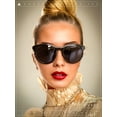 thumbnail image 2 of SA106 Womens Ruffled Edge Horn Rim Hipster Fashion Sunglasses Frost Blue - Blue, 2 of 9