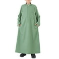 thumbnail image 4 of EnJoCho Boys Musli𝗆 Kaftan Long Sleeve Solid Color Thobe Eid Outfits Stand Collar Prayer Clothes Dishdasha Pocket Islami𝖼 Traditional, 4 of 9