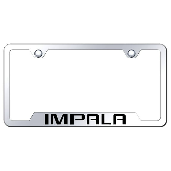 Chevy Impala Laser Etched Logo Cut-Out License Plate Frame (Chrome)