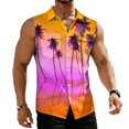 thumbnail image 4 of longantii Shirts for Men Hawaiian Casual Button-Down Tshirts Lightweight Sleeveless Pullovers with Chest Pockets 2026 New Floral Print Summer Shirt for Vacation Orange L, 4 of 7