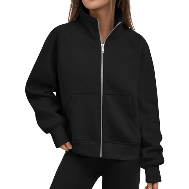 Sudaderas con capucha para mujer,Blusa holgada de manga larga con cremallera para mujer, blusa informal lisa con bolsillo, cárdigan de poliéster para uso diario, sopatenor