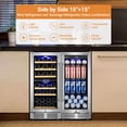 thumbnail image 2 of Nipus 15"+15" Wine and Beverage Refrigerator, 30 Bottles Dual Zone Wine Fridge and 130 Cans Beverage Fridge Cooler for Kitchen Office, 2 of 7