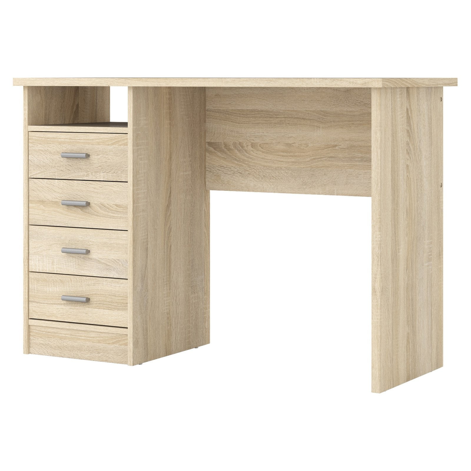Tvilum Warner 4 Drawer Office Desk with 1 Shelf for Adults, Oak