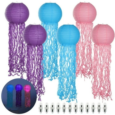 DGPERTE Jelly Fish Paper Lanterns, Pink Purple Blue Hanging Lantern for