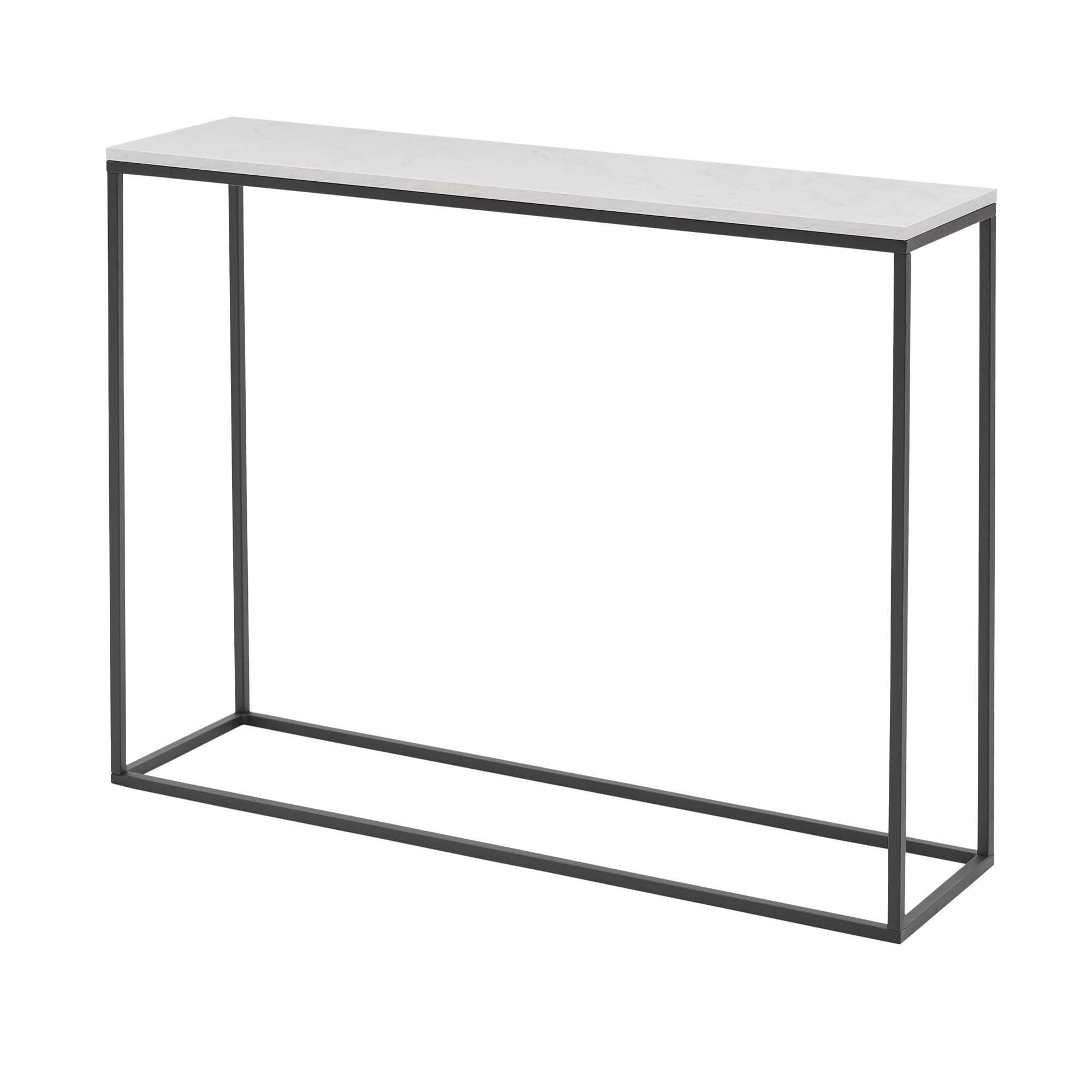 Walker Edison Modern Minimalist Rectangle Entryway Table, Faux White Marble