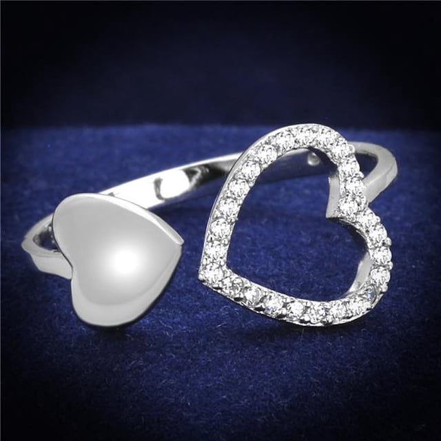 Alamode TS194-8 Anneau en Argent Sterling Femmes Rhodié 925 avec AAA Grade CZ en Clair - Taille 8