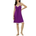 thumbnail image 2 of Unique Bargains Women's Pajama V Neck Lace Sexy Nightdress Stretchy Lounge Dress, 2 of 5