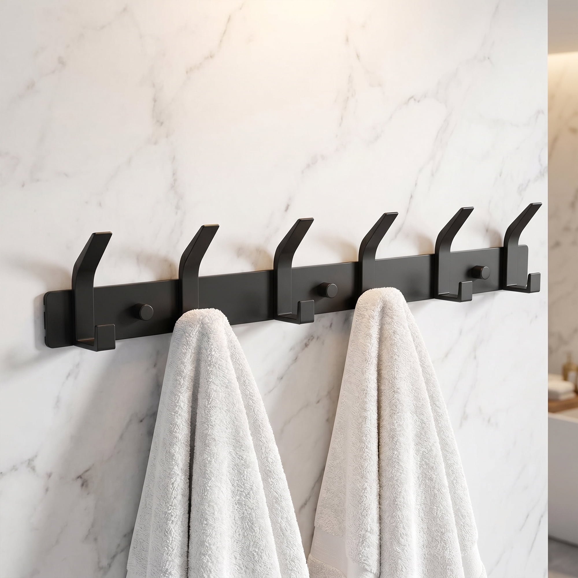 Unique Bargains Coat Rack Wall Mount Metal Hook for Bathroom and Bedroom Black 6 Hooks