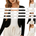 thumbnail image 2 of BODOAO Women's Long Sleeve Cropped Cardigan Open Front Bolero Shrug Lightweight Knit Cover Up, Soft Fitted Layering Sweater for Dresses Office Casual Wear Black L, 2 of 5