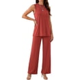 thumbnail image 2 of BUIGTTKLOP 2 Piece Lounge Sets for Women Sleeveless Tank Tops Wide Leg Pants Summer Outfit 2026 Casual Matching Track Sweat Suits, 2 of 6