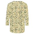 thumbnail image 4 of Yellow Women's Long Sleeve T-shirt, 3/4 Length Sleeve Womens Tops Casual Round Neck Cute Tops Fashion Loose Fit T Shirts Ladies Tops And Blouses,Women's Long sleeve T-shirt XL, 4 of 5