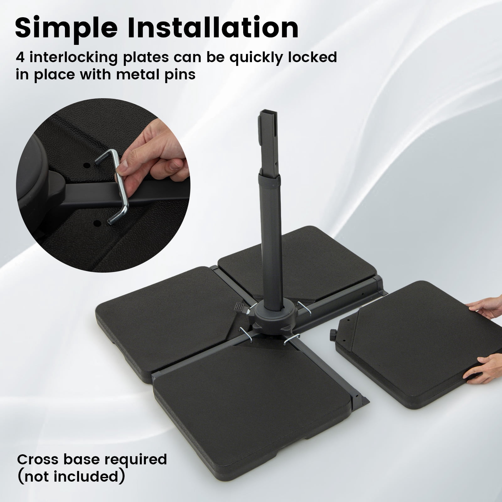 Topbuy 4 Pieces Offset Patio Umbrella Base 220 LBS Large Square Plastic Outdoor Umbrella Stand