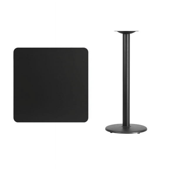 30" Square Black Laminate Table Top With Bar Height Round Base - Bar Height Restaurant Table