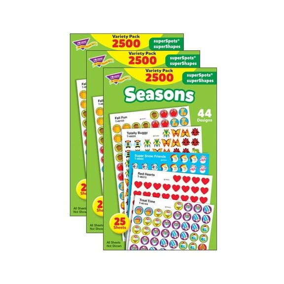 TREND Seasons superSpots/superShapes Variety Pack, 2500 Per Pack, 3 Packs