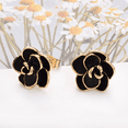 thumbnail image 4 of Yoursfs Rose Flower Stud Earrings Gold Plated Women's Danity Black Enamel Floral Pierced Earring Fashion Jewelry Gifts, 4 of 7