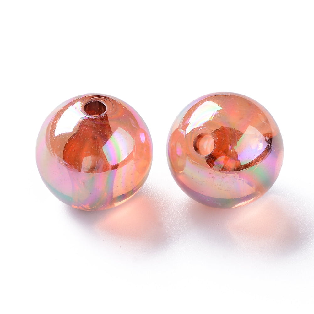 500g Transparent Acrylic Beads AB Color Plated Round Chocolate 16x15mm Hole: 2.8mm about 220pcs/500g