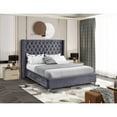 thumbnail image 3 of Homestock Gothic Grace Modern Contemporary Velvet Upholstered Bed with Deep Button Tufting, Solid Wood Frame, and Custom Chrome Legs-Color:Grey,Size:King, 3 of 10
