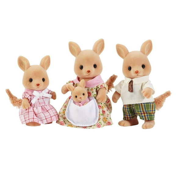 Calico Critters Hopper Kangaroo Family, Set of 4 Collectible Doll Figures