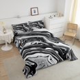 thumbnail image 4 of Marble Bedding Set For Adults Men,Black White Abstract Fluid Marble Grain Comforter Set Gradient Marbling Down Comforter Ink Marble Texture Bed Set, 4 of 7