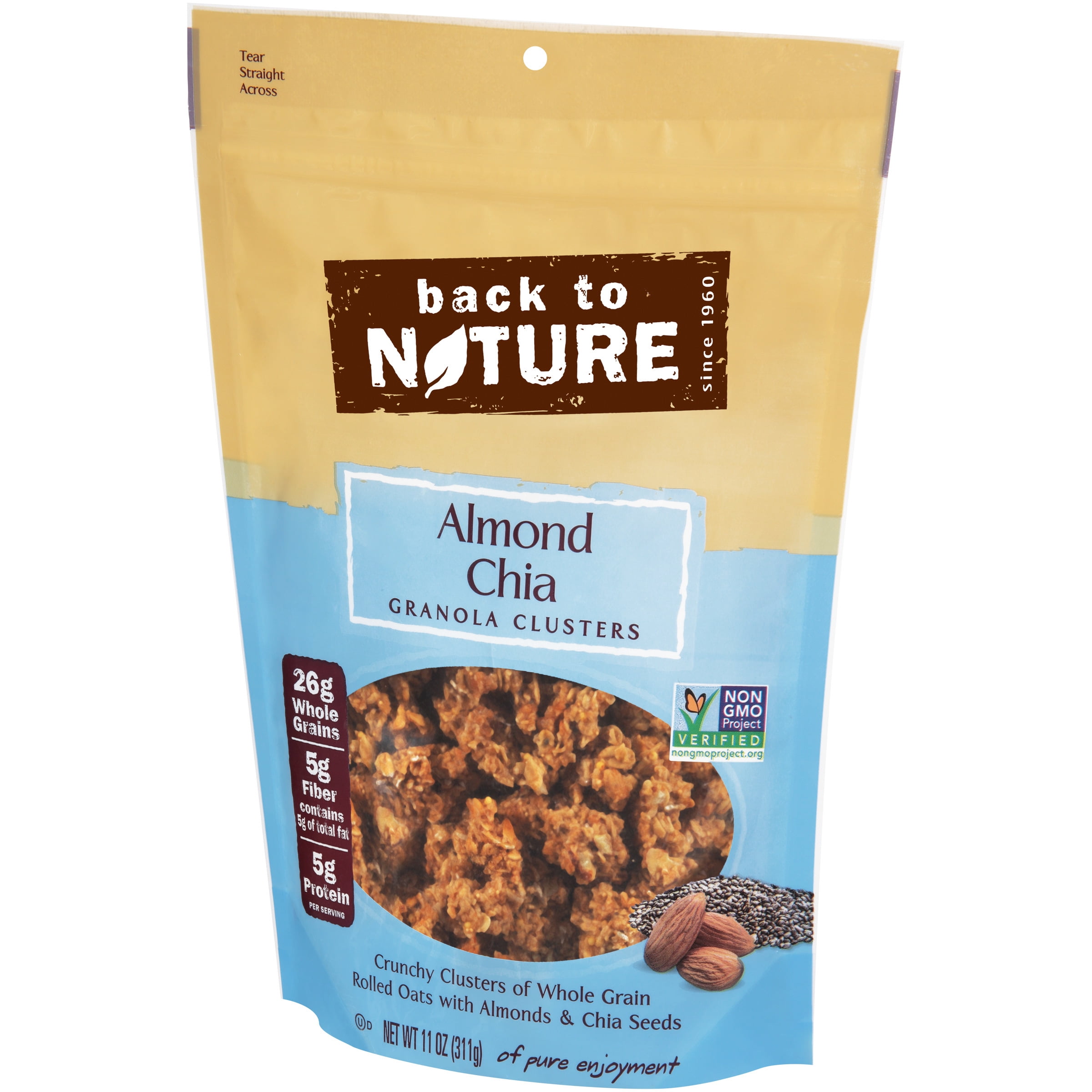 Back To Nature Almond Chia Granola Clusters 11 Oz Bag Walmart Com Walmart Com