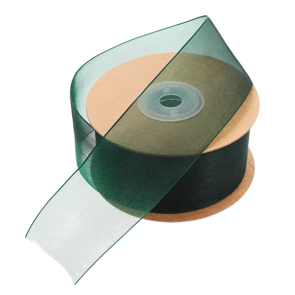 Healifty Dark Green Organza Sheer Ribbon for Crafts, Wrapping, Holiday Party Decorations and Projects