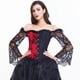 thumbnail image 4 of Corsé bustier de encaje steampunk para mujer de BlackRed, con hombros descubiertos y falda alta y baja, para fiesta, 4 of 5