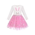 thumbnail image 1 of Robe Fille Pâques 3D Bunny Brillante Butterfly Rose à Volants Manches Longues 4 Ans, 1 of 5