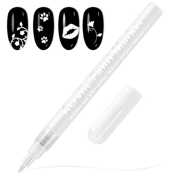 RAGUPEL Nail Art Pens, 3D 0.7MM Nail Polish Pens Quick-Drying (White)