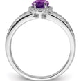 thumbnail image 3 of Sterling Silver Rhodium-Plated Polished Amethyst & White Topaz Ring (Size 6) Made In India qr6385am-6, 3 of 6